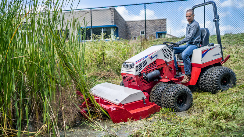 Operate in wet areas where other tractors can't. With a flex compact frame, and dual wheels to distribute the load, The Ventrac can handle very wet terrains.