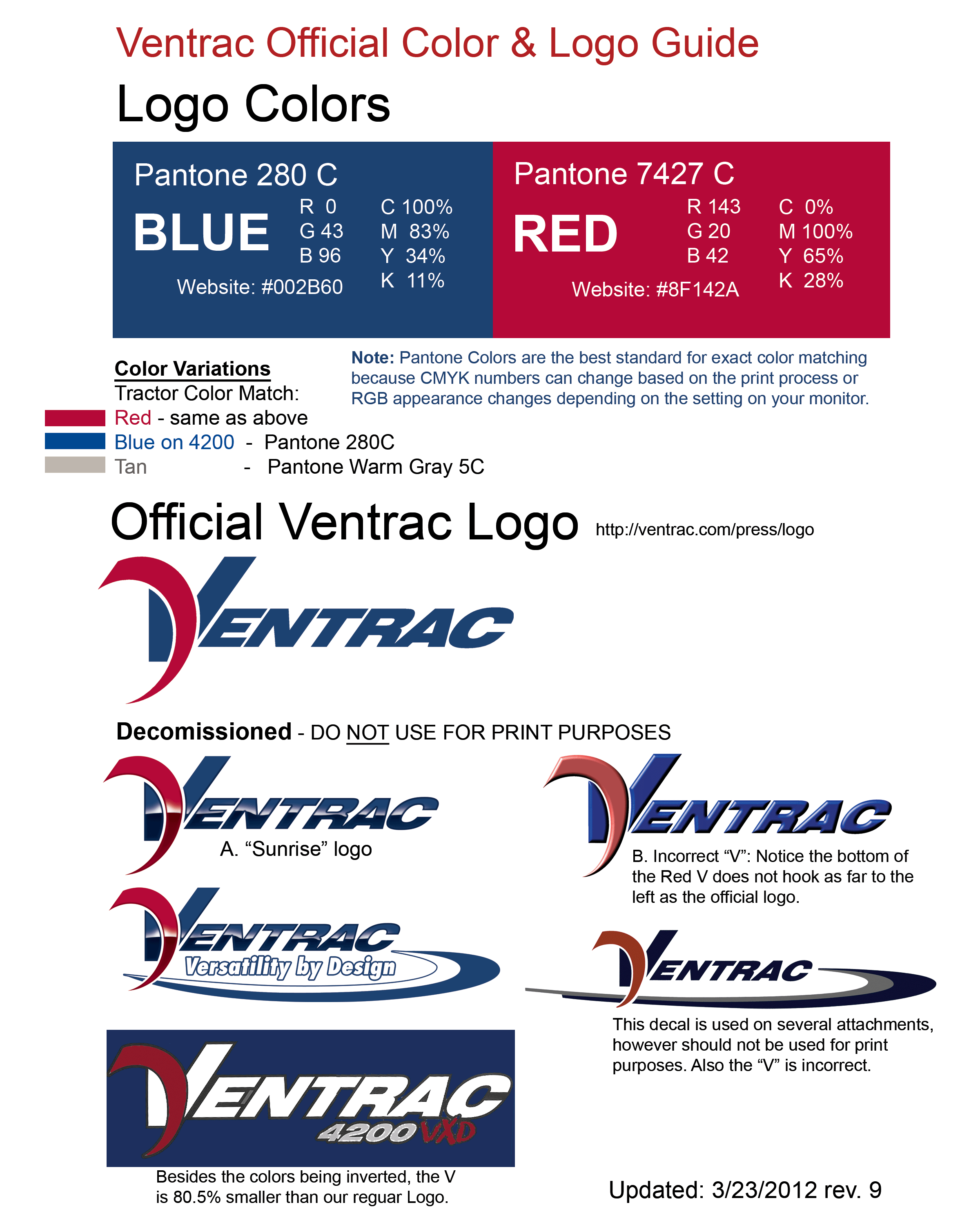 Ventrac Logos Color Guide Ventrac Logos Color Guide